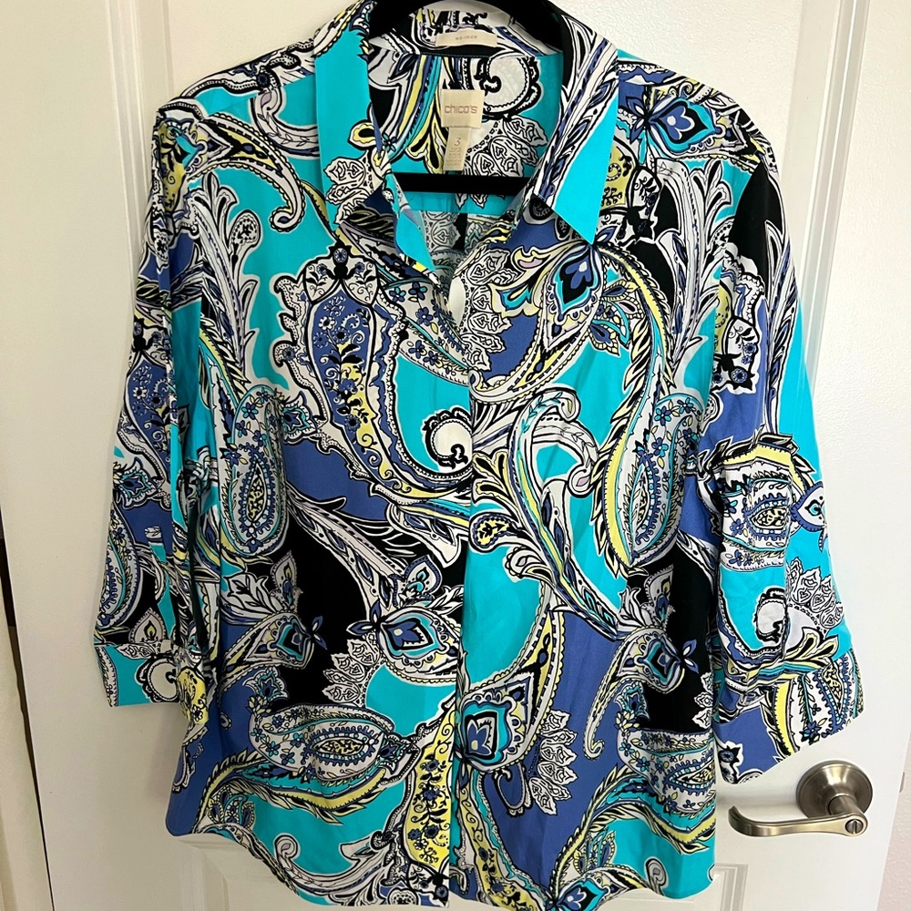 Chico’s no iron button down shirt. Size 3